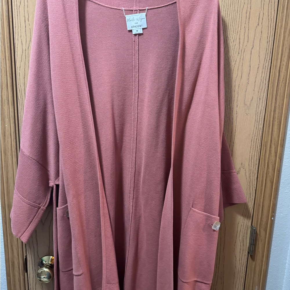 Marla Wynne Chico’s Dusty Rose Open-Front Cardigan size M